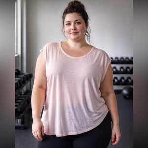 Athleta Breezy Muscle Tank Sleeveless Blush Pink Modal Blend XL